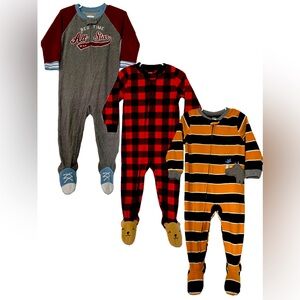 EUC Carters 2T boys fleece zip-up footie pajamas bundle lot of 3